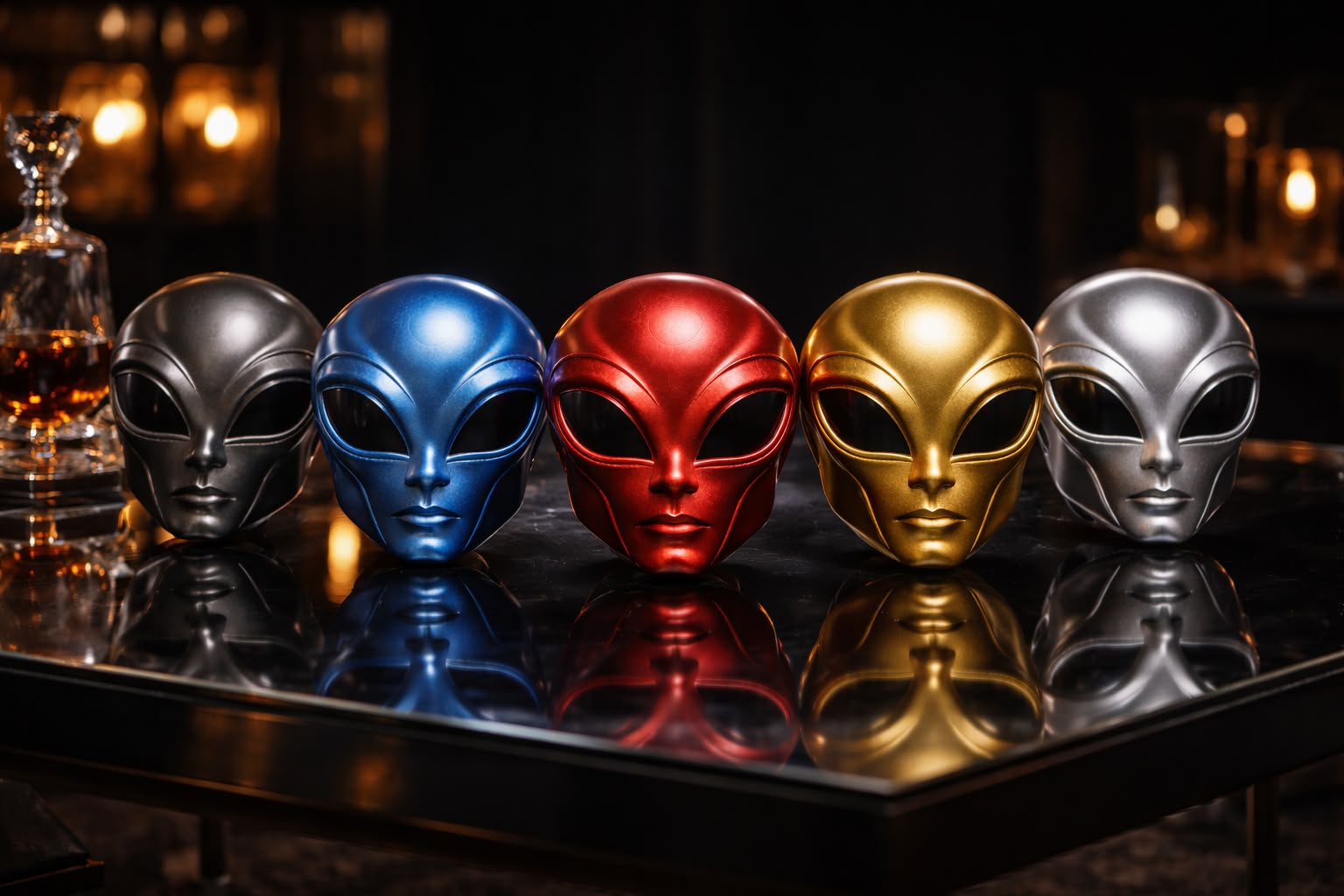 The five Grays Gang masks